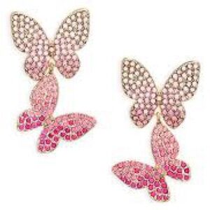 Baublebar Butterfly Gradient Pink Crystal Charm Earrings Y2K Bling Barbiecore